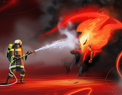 FIRE. Concept art of game elements.