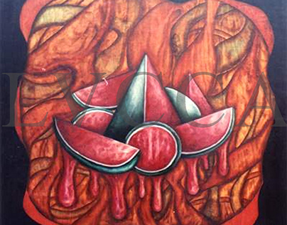 WATERMELONS OIL / WOOD 122 X 122 CMS 1995