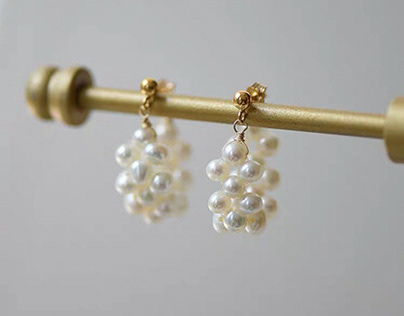 18K Gold Plated Wire Wrapping Pearls Earrings