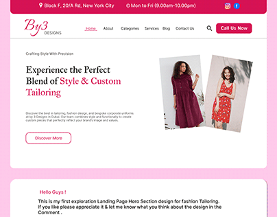 Landing page Hero Section design for fashion Tailoring.