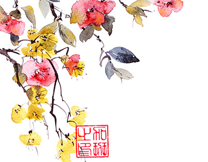 Oriental floral painting