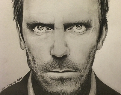 Portrait drawing Hugh Laurie