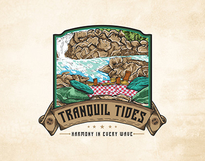 Tranquil Tides Vintage Badge Logo Design