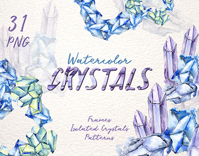 Watercolor Crystals PNG collection