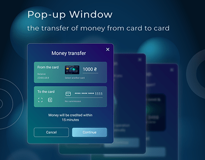 Pop-up window the transfer of money