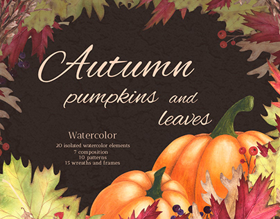 Autumn pumpkins and leaves