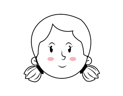 Cute girl face pigtails clipart