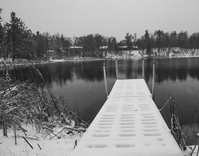 Fawn lake in black and white.