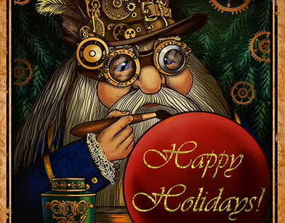 Steampunk Christmas cards