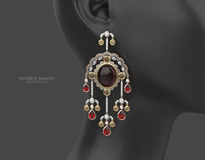 Persian earring design inspired by carpet elements