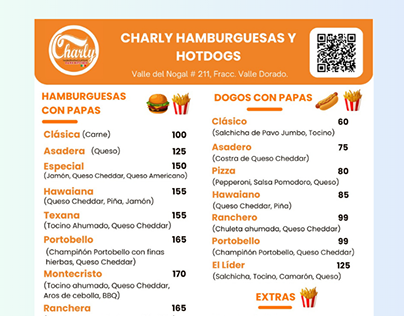 Menú Digital para Charly Hamburguesas y Hotdogs