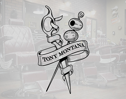 Logo for "Tony Montana" barbershop & bar