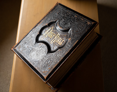 19th Century Leather-bound Bible Reback