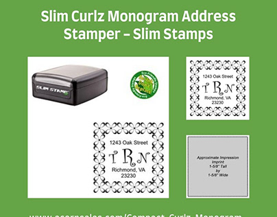 Slim Curlz Monogram Address Stamper - Slim Stamps