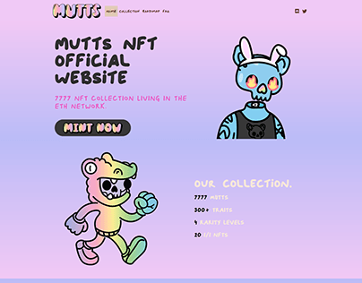 Mutts Nft Art Landing Page.