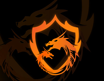 Dragon mascot logo logo orange dragon twin dragon