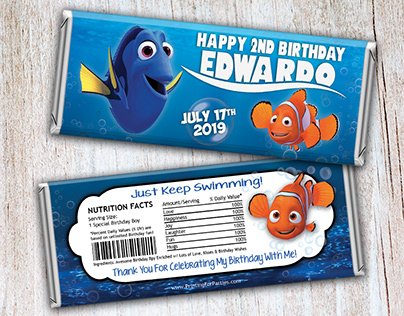 Custom Finding Nemo Birthday Candy Bar Wrapper Design