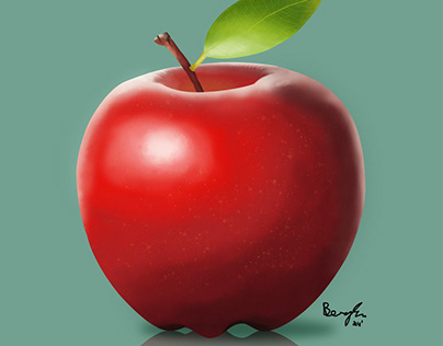 Digitally Painted Apple