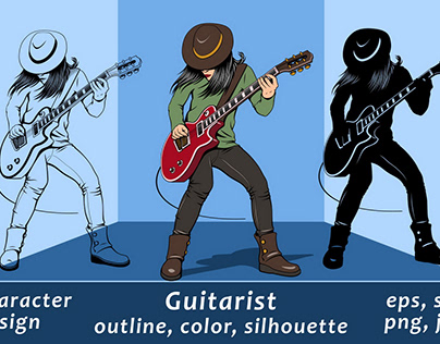 Rock Guitarist Girl Character Design