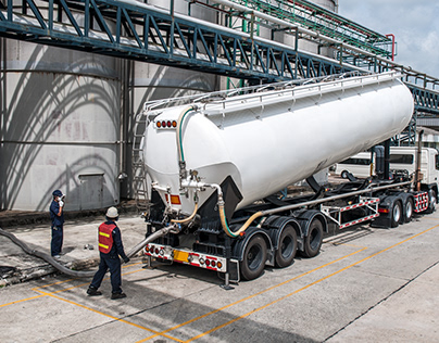 tanker truck delivers bulk liquid