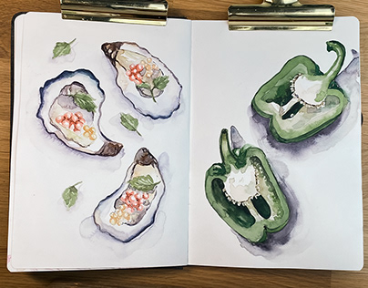 Watercolor food illustration sketchbook