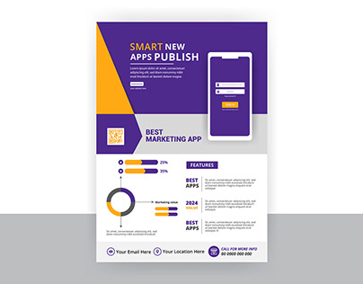 Mobile apps promotional flyer design template banner