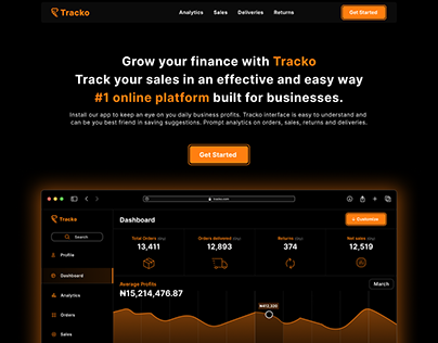 Tracko Landing Page - A sales analytics App