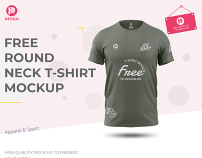 Free Round Neck T-Shirt Mockup