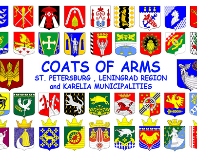 Coats of arms of municipalities vector illustrations