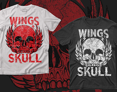 wings skull vintage t-shirt design