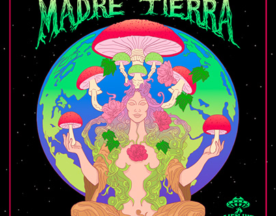Diseño de portada para album Madre Tierra de Alien Hits