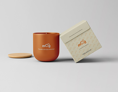 Free Candle with Box Mockup