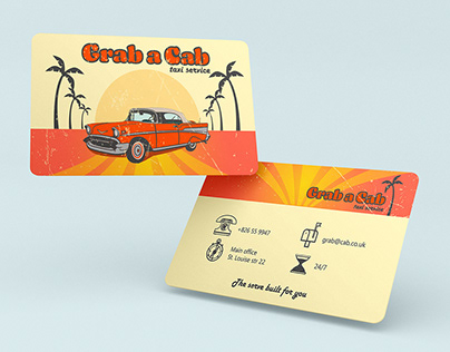 Business cards for taxi company in retro