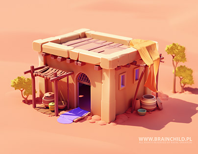 3d modeling & rendering - Stylised Desert HUT