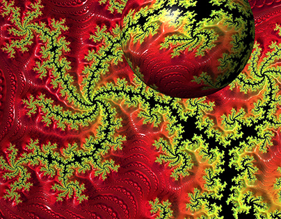 Red and Yellow Mandelbrot with Sphere