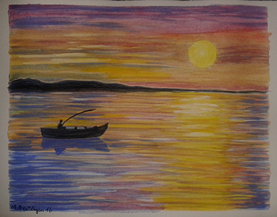 "the boatman & the sunset" صاحب الزورق + غروب الشمس