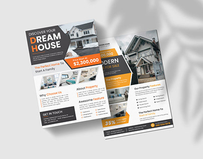 Home for sale real estate flyer template design