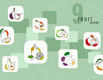 Line icons fruit