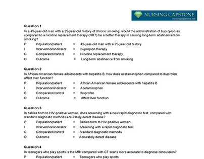 Nursing PICO questions sample