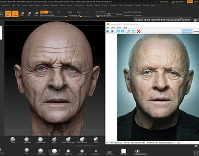 render 3D Portrait of Sir Philip Anthony Hopkins