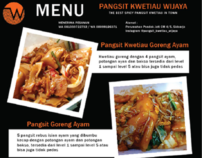 Food Menu Designs " Pangsit Kwetiau Wijaya Surabaya"