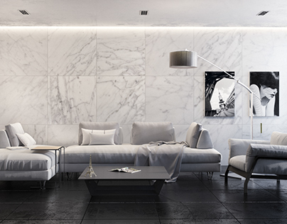 Minimalistic living room 3D-Visualization&Design