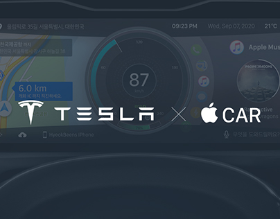 Tesla | AppleCar_ Cluster Interface, Mobile