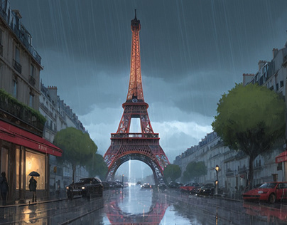 Rain Eiffel Tower