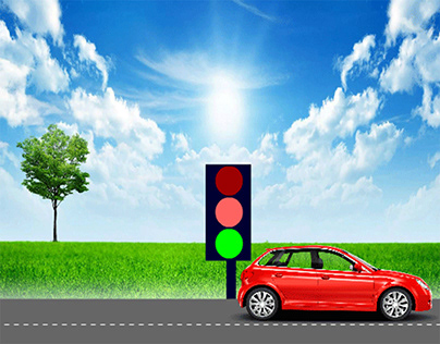 Animated car with Traffic signal light