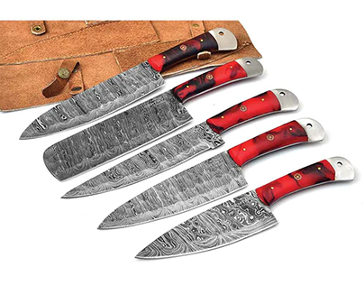 Range of Beautiful Damascus Steel Chef Knives