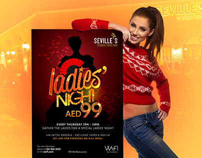 Sevilles Ladies Night Event Poster