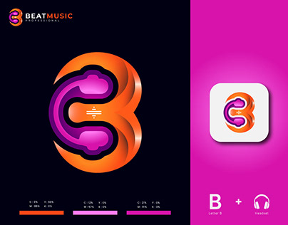 logo, Logo design, Beat Music, Letter B Music logo
