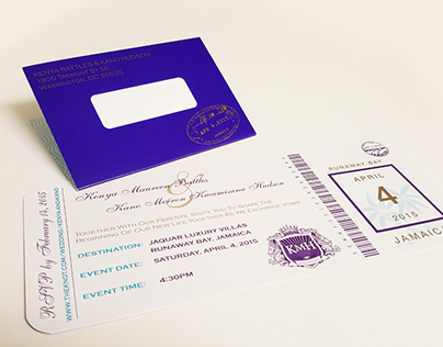 Passport Save the Date and Wedding Invitation