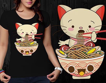 Kawaii Neko Cat T-shirt Design
